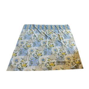 Waverly Shower Curtain Blue Yellow Green Gold Floral Striped Patchwork